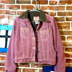 Womens True Religion sherpa lined coat size L